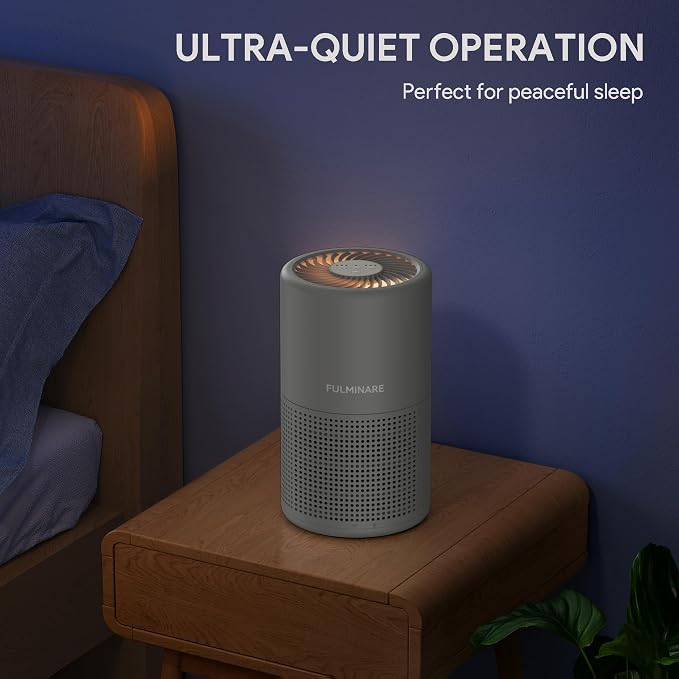 FULMINARE Air Purifiers for Home H13 True HEPA Air Filter (Gray 2 Pack) | Remove Pet Hair, Smoke, Odors，Quiet Air Cleaner With Night Light, Portable Small Air Purifier for Home, Office, Living Room