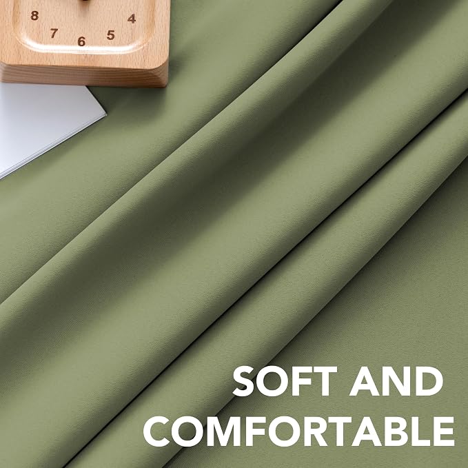 H.VERSAILTEX Blackout Curtains for Living Room Thermal Insulated Window Treatment Panels Room Darkening Blackout Drapes Back Tab/Rod Pocket Bedroom Draperies, 52 x 84 Inch, Sage, 2 Panels