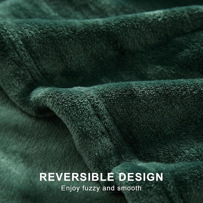 Hansleep Full Dark Green Fleece Blanket, Soft Flannel Bed Blanket | Fuzzy Cozy Blanket 84x90 Inches, Multi-use for Bed, Sofa, Couch, Travel, Camping, All Season Warm Lightweight Cover