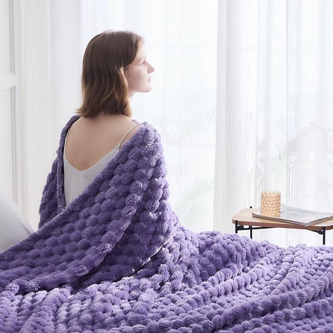 NEWCOSPLAY Fleece Clouds Cozy King Blanket for Couch, Lavender, 90"x110" | Premium Silky Flannel Blanket, Soft Lightweight Fluffy Throw Blanket for Bed Sofa Decor, Gift for All Season Use