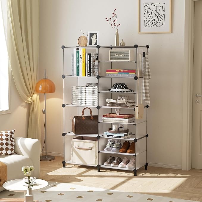AWTATOS Closet Organizer 8 Cube Storage Shelves, Translucent | Closet Storage, Clothes Organizers, Stackable Cubby Shelving for Closet Bedroom Living Room