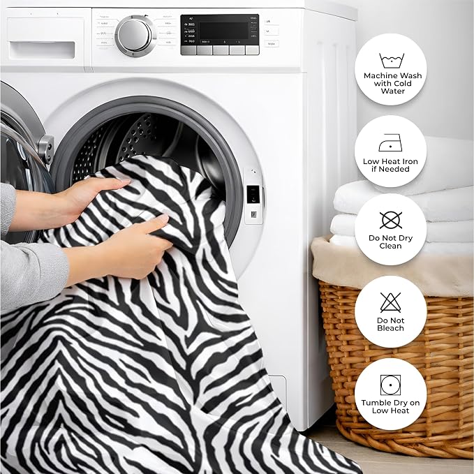 1 Pc Duvet Cover King - Cotton - Soft Premium Durable Zebra Animal Print Comforter Cover - Zipper Closure & 7 Corner Ties- (Zebra, 104" X 94")