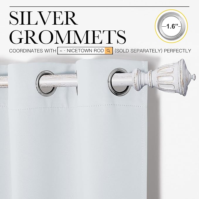 NICETOWN Greyish White Blackout Curtains for Bedroom 42" w x 68" L 2 Panels | Window Treatment Thermal Insulated Grommet Draperies Panels Drapes for Living Room, Light Blocking Noise Reducing Home Decor