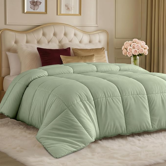 Utopia Bedding Duvet Insert, Comforters Queen Size 88 x 88 in, Sage Green | Cozy All Season Comforter for Kids and Teens, Unisex, Down Alternative Fill, Soft Microfiber Shell, Machine Washable.