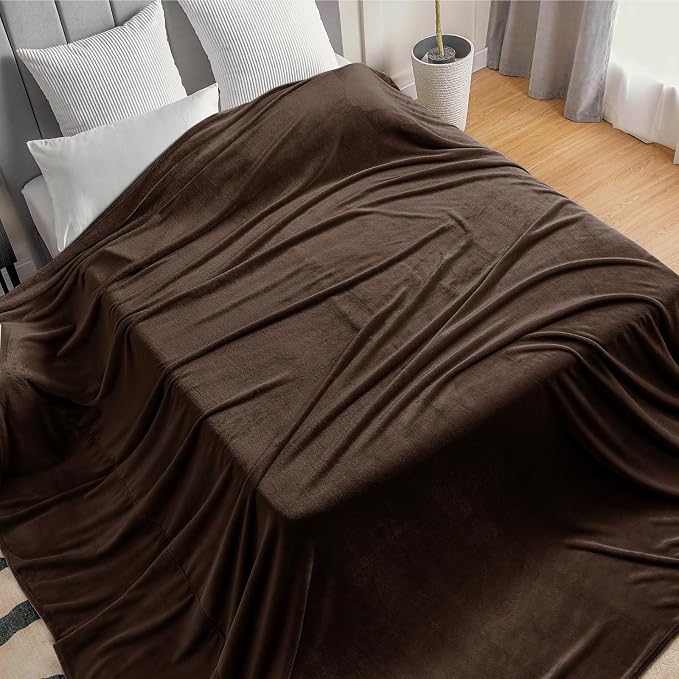 BEDELITE Fleece Blanket Soft Plush Oversized Bed Blanket Brown 120"x120" | Ultra Soft Plush Fleece, Lightweight Warmth, All Season Comfort, Fade Resistant, Machine Washable, Perfect for Sharing