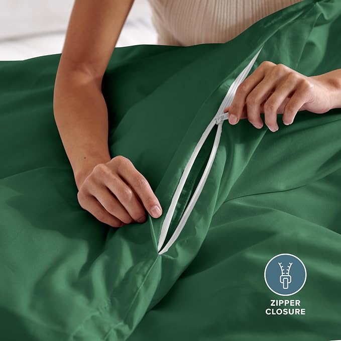 Bare Home Duvet Cover Set 1800 Ultra-Soft (Twin/Twin XL, Forest Green) | Lightweight, Cooling, Breathable, Premium 1800 Ultra-Soft, All-Season