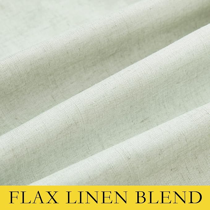 NICETOWN Living Room Full Blackout Light Green Linen Curtains 108" Length | Thermal Insulated, Farmhouse Style Keep Warm for Large Window Draperies for Hall, 2 Panels, W52" x L108" Each