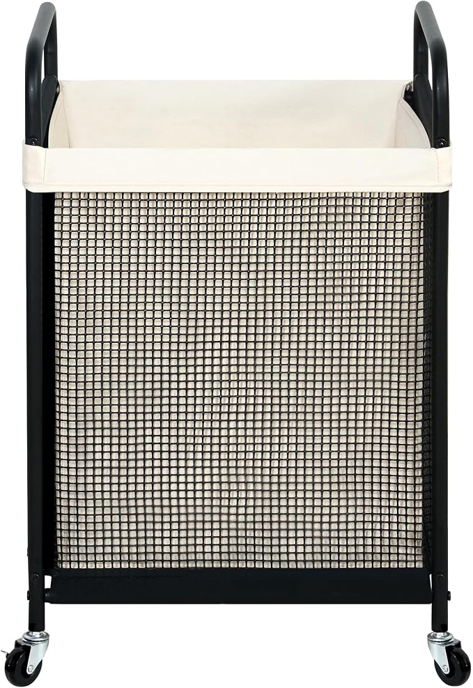STO STO Laundry Hamper, 90L Rolling Laundry Sorter Cart with Removable and Washable Liner Bag, Clothes Hamper with Wheels and Metal Handle for Laundry Room and Bedroom