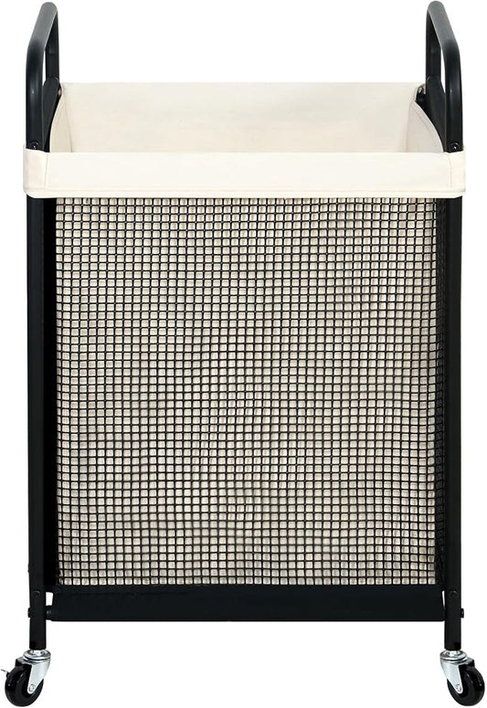 STO STO Laundry Hamper, 90L Rolling Laundry Sorter Cart with Removable and Washable Liner Bag, Clothes Hamper with Wheels and Metal Handle for Laundry Room and Bedroom