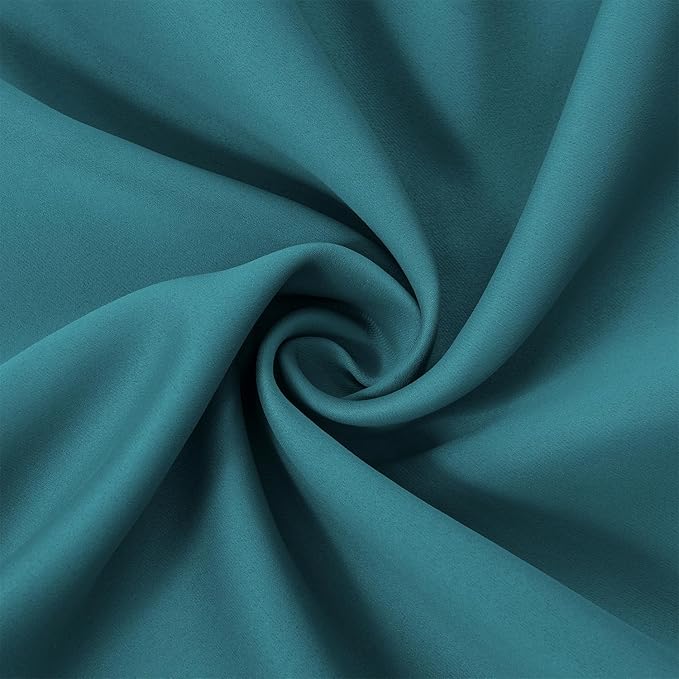 Sea Teal Blackout Curtains 66 x 63 Inch Length/Set of 2 Curtain Panels/Thermal Insulated Room Darkening Blackout Curtains for Bedroom