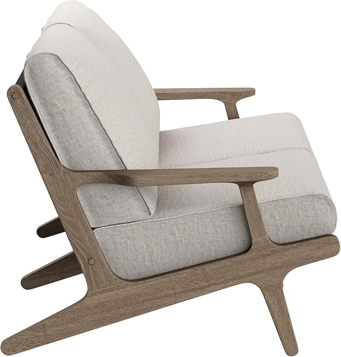 Modway Saratoga Teak Outdoor Patio Loveseat in Weathered Gray Pebble – 2 Seater Outdoor Couch with Weather-Resistant Cushions – Wooden Porch Loveseat