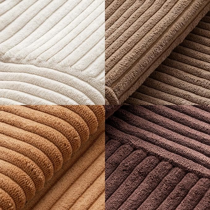 MIULEE Brown Throw Pillow Covers 20x20 Inch Set of 4 Boho Farmhouse Cushion Cases Neutral Gradient Corduroy Pillow Cases with Invisible Zipper Patchwork Home Decor for Couch Sofa Bed