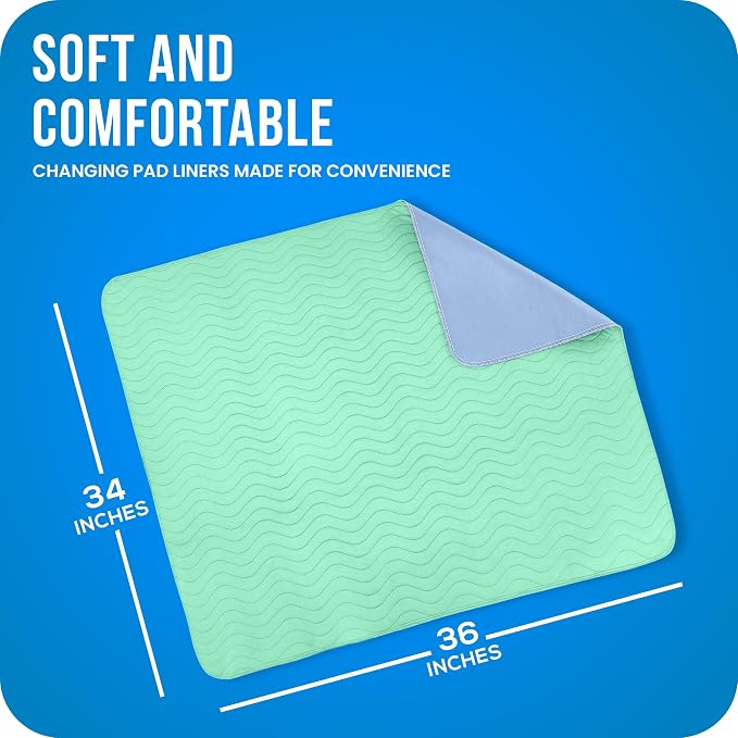 4 Pack Washable Pee Pads for Dogs 34" x 36", Waterproof Dog Training Pads | Reusable Dog Training Pads for Sofa, Incontinence Bed Pads for Adults, Elderly and Kids (Green,Blue) by Utopia Bedding