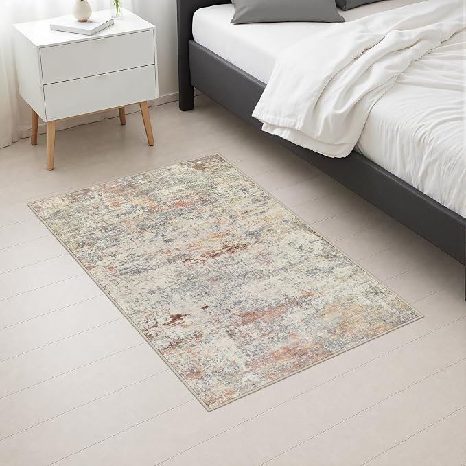 2x3 Washable Entryway Rug: Modern Abstract Indoor Soft Carpet Taupe | For Entrance, Bedroom, Kitchen, Laundry, Bathroom,Door Mat,Modern Abstract,Machine washable,Non-Slip,Stain Resistant,Indoor