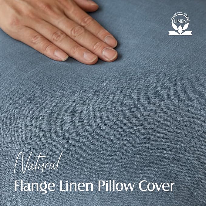 Foindtower Linen Solid Decorative Throw Pillow Covers 18x18 Inch Misty Blue | Pack of 2 Boho Farmhouse Neutral Pillowcase,Soft Euro Accent Cushion Covers,Home Decor for Bed Couch Sofa Bedroom Living Room