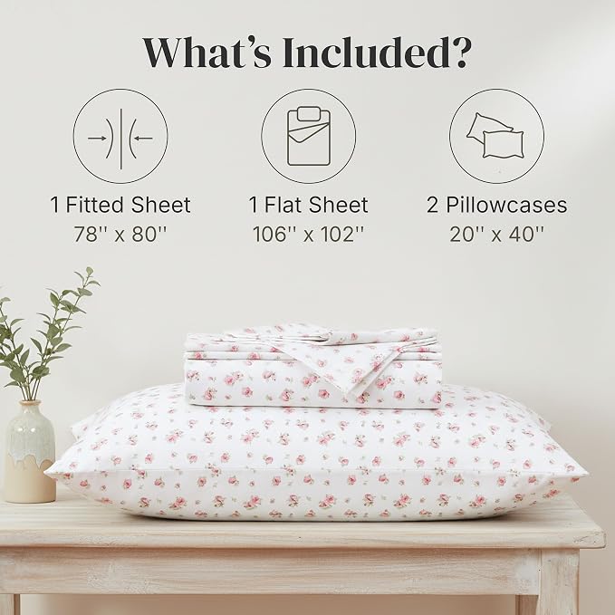 Modern Threads Silky Soft Microfiber and Wrinkle Free Sheets - Luxurious Microfiber Bed Sheets Includes Flat Sheet, Fitted Sheet with Deep Pockets, & Pillowcases Ivory, King