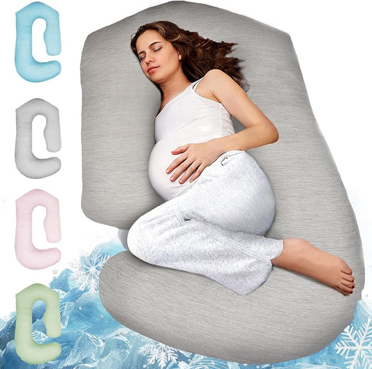 Pregnancy Pillows for Sleeping – 57-Inch Maternity Pillow for Pregnant Women with Removable Washable Cover – Support for Back, Belly, Neck, Legs, & Hips – V C U Shaped Full Body Pillow