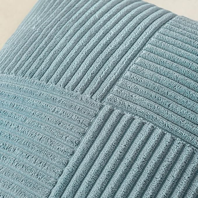 MIULEE Slate Blue Decorative Throw Pillow Covers for Couch 20x20 Inch | 2 Pack, Boho Farmhouse Pillow Covers, Soft Cross Corduroy Patchwork Textured Cushion Cases For Bed Sofa