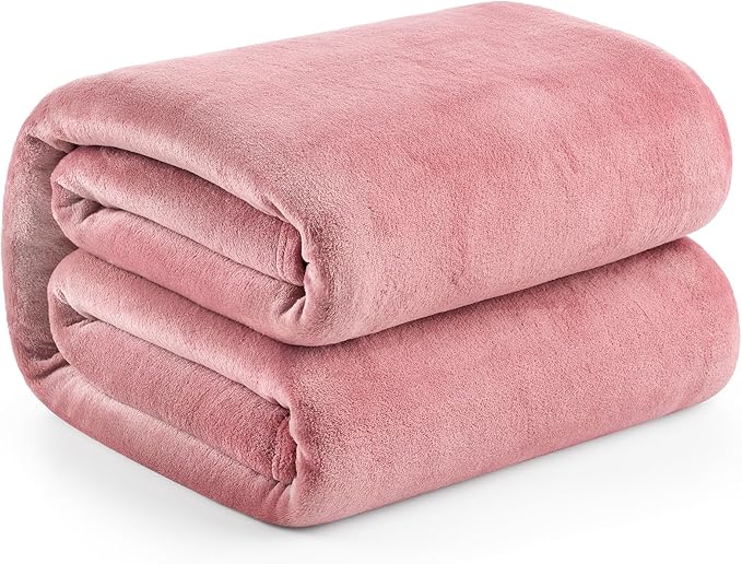 Hansleep Twin Fuchsia Fleece Blanket, Soft Flannel Bed Blanket | Fuzzy Cozy Blanket 60x80 Inches, Multi-use for Bed, Sofa, Couch, Travel, Camping, All Season Warm Lightweight Cover