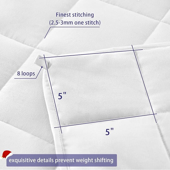 King Size Weighted Blanket for Adults (20 lbs, 80” x 87”, White) Cooling Heavy Blanket for Sleeping Perfect for 190-210 lbs, Breathable Blanket for Adults & Couple All Season, Machine Washable