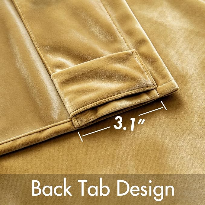MIULEE Velvet Curtains 52x96 inches 2 Panels Gold Blackout Curtains | Luxury, Bedroom Living Room, Thermal Insulated, Super Soft Window Drapes, Rod Pocket & Back Tab