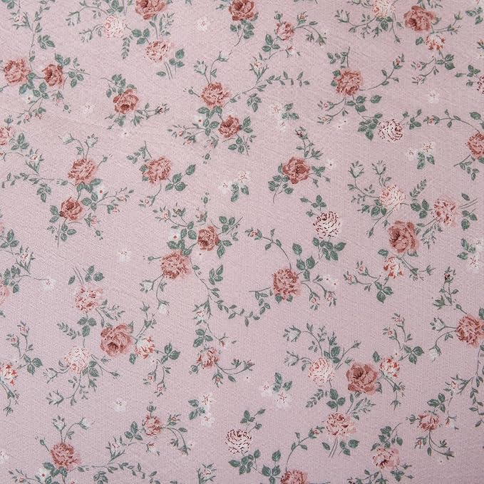 Floral Comforter Set King 3 Pieces Soft Chic Crinkle Gauze Fabric Garden Style Pink Flower Print Botanical Comforter for All Seasons Luxury Warmth Comfy Breathable with 2 Pillowcases