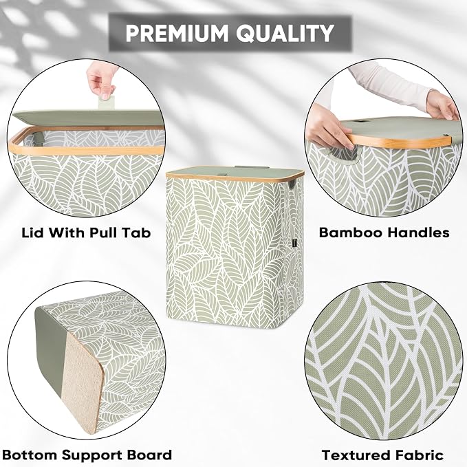 BALEINE 140L Laundry Hamper with Lid, Large Laundry Basket Bin | Large Capacity, Easy-Access Lid, Shape-Retaining Structure, Pull Handles, Ideal for Bedroom, Dorm, Laundry Room