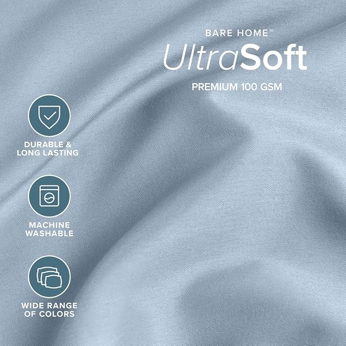 Bare Home Twin Sheet Set - 1800 Ultra-Soft (Twin, Dusty Blue) | Deep Pockets 6 to 15 Inches, Breathable, Hypoallergenic, Hotel Luxury, Easy Fit, Soft, All-Season