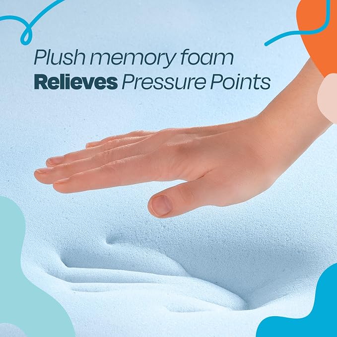 Linenspa Memory Foam Mattress Topper, Short Queen Size - 3 Inch Gel Infused Memory Foam - Plush Feel - Cooling and Pressure Relieving - CertiPUR Certified