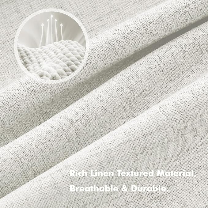 MIULEE 100% Blackout Linen Curtains 42 x 96 Inch Light Beige 2 Panels | Thermal Insulated, Room Darkening Drapes for Bedroom Living Room, Back Tab Rod Pocket Pinch Pleated, Solid Luxury Decor