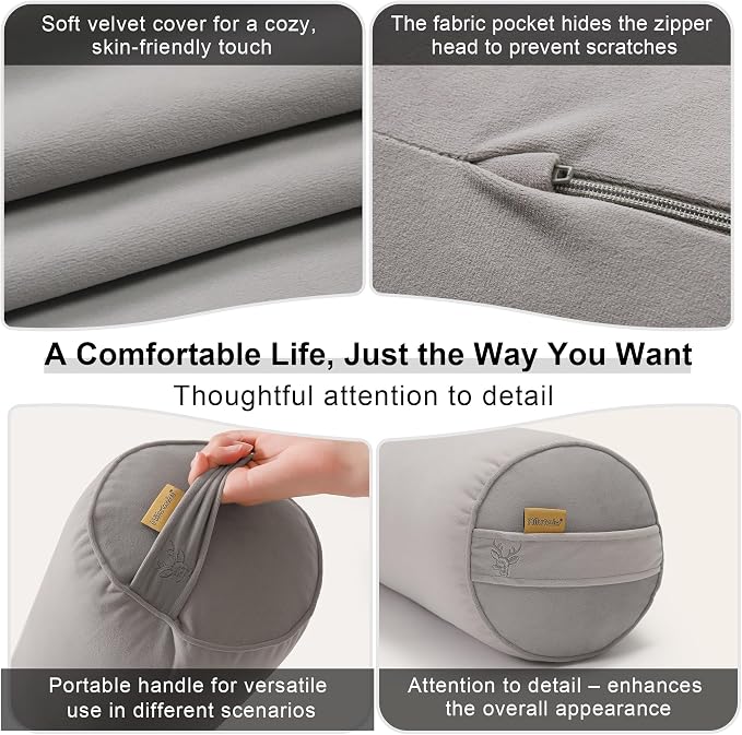 Body Pillow for Adults,Long Round Pillow,Big Cylindrical Pillow,Large Full Bolster Pillows for Side Sleepers (Zinc Gray, 39.37"*7.87")
