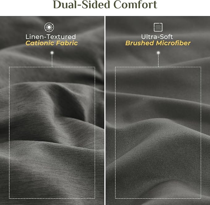 JOLLYVOGUE Dark Grey Queen Comforter Set, Cationic Dyeing Bed in a Bag Queen 7 Pieces, Double-Tone Bedding Set with Down Alternative Comforter, Sheets, Pillowcases & Shams