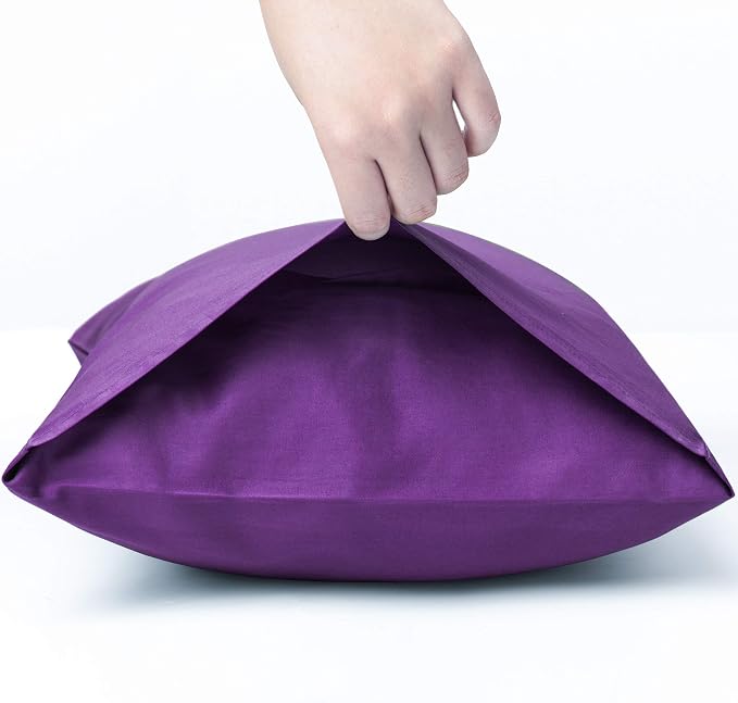 NTBAY Queen Egyptian Cotton Sateen Pillowcases, Set of 2, Purple | 500 Thread Count Egyptian Cotton Sateen with Envelope Closure, 2 Pack 20 x 30 Inch Pillowcases, Insert Not Included