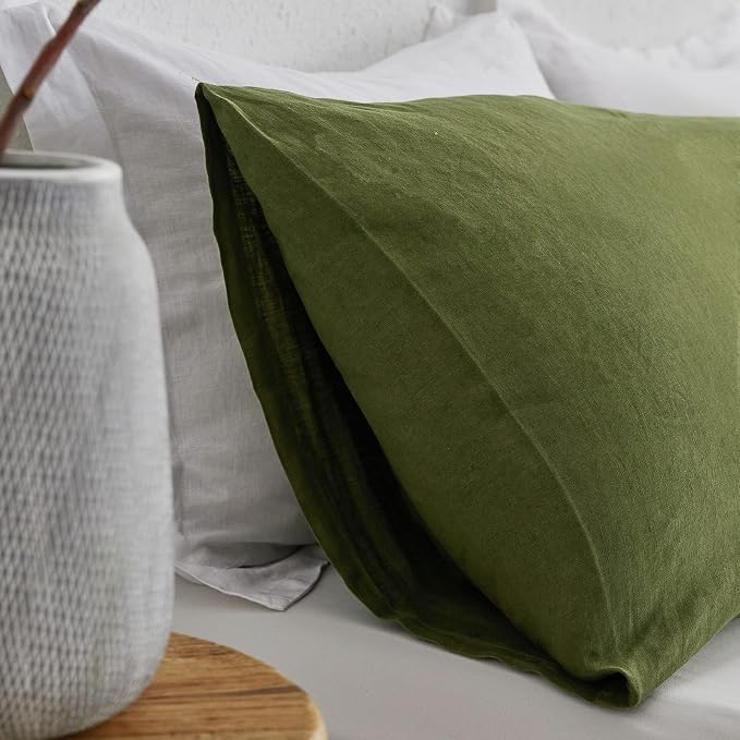 Simple&Opulence Body Pillow Cover 20" x 54",100% Pure Linen, Ultra Soft and Breathable, Body Pillowcase with Envelope Closure for Adults(Olive Green)