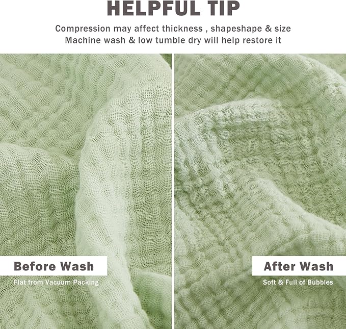 EMME Muslin Blankets for Adults Throw Blanket for Couch Breathable Gauze Soft Lightweight Airy Mint Green Queen 90" x 90"