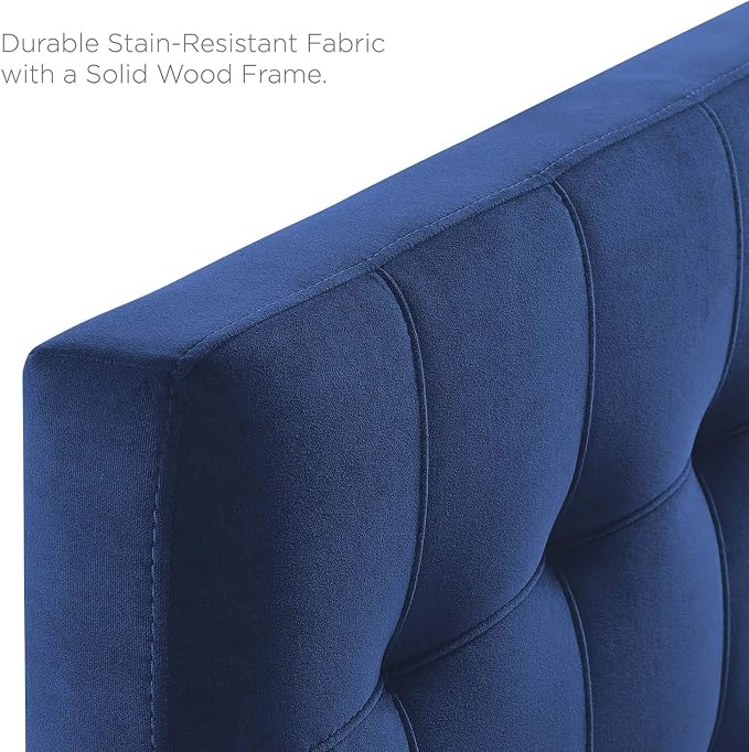 Modway Lily Biscuit Tufted Twin Performance Velvet Headboard, Navy