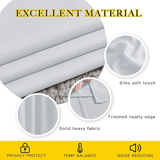 NICETOWN Greyish White Room Darkening Curtain Panels - Window Treatment Thermal Insulated Grommet Room Darkening Curtains/Drapes for Bedroom (2 Panels, 52 by 63, Greyish White)