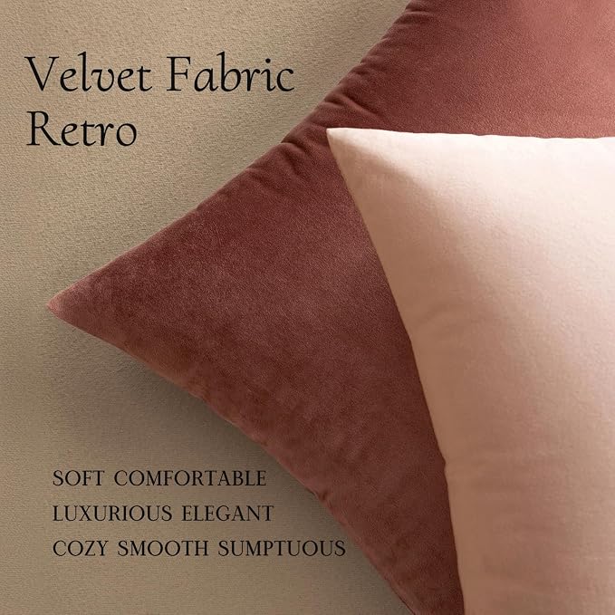 MIULEE Velvet Throw Pillow Covers 18x18 Inch Pack of 2 Pink | Soft Solid Decorative Pillow Covers, Modern Luxury Home Decor, for Couch Chair Sofa Bedroom Livingroom