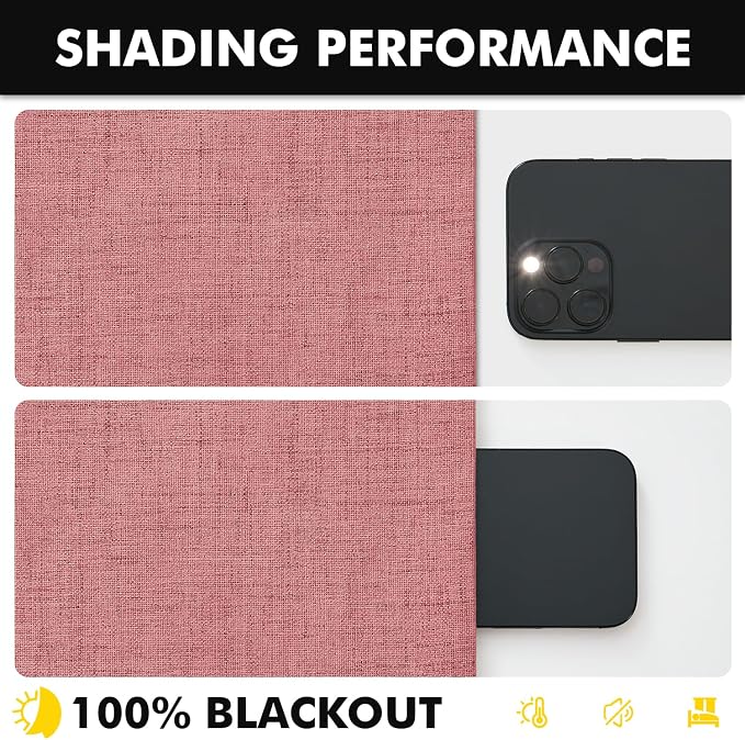 MIULEE 100% Blackout Linen Curtains 42 x 96 Inch Dusty Rose Pink 2 Panels | Thermal Insulated, Room Darkening Drapes for Bedroom Living Room, Back Tab Rod Pocket Pinch Pleated, Solid Luxury Decor