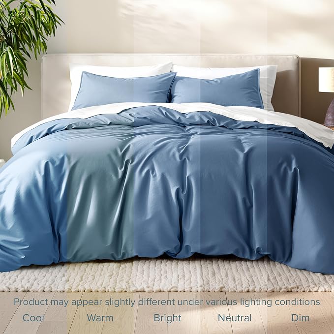 Bare Home Duvet Cover Set 1800 Ultra-Soft (King, Coronet Blue) | Lightweight, Cooling, Breathable, Premium 1800 Ultra-Soft, All-Season