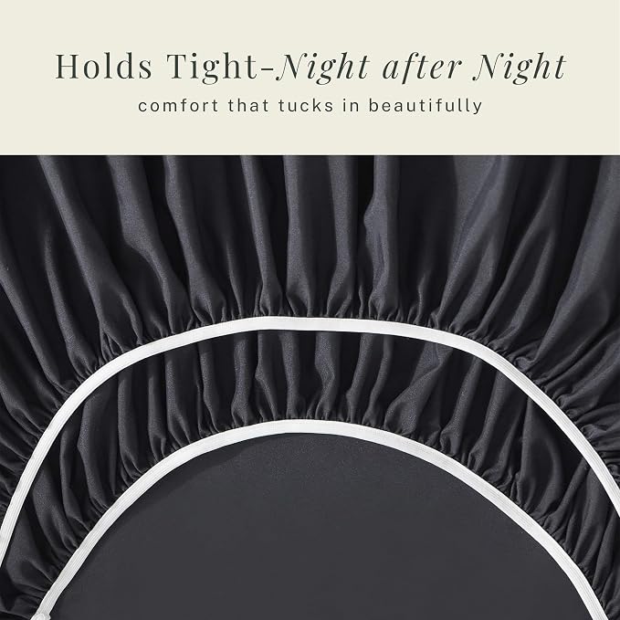 Hearth & Harbor Extra Deep Pocket Sheets - Fits Mattress 18-24 Inches Deep - Extra Deep Pocket California King Size - 6 Piece Cal King Sheets - Cal King, Black