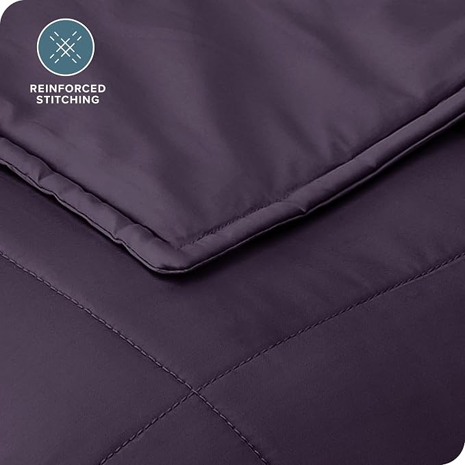 Bare Home Cotton Weighted Blanket (Eggplant, 80"x87" 25lbs) | King Size for Adults, All-Natural 100% Cotton, Premium Heavy Blanket Nontoxic Glass Beads