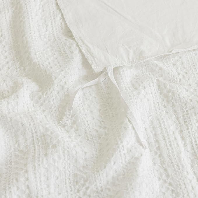 Dreamology Twin Waffle Duvet Cover, Twin Duvet Cover Set, 100% Cotton | Waffle Weave Duvet Covers with Zipper Closure, Soft & Breathable Duvet Cover Set,Bedding Set Twin 2 Pieces (Cloud White)