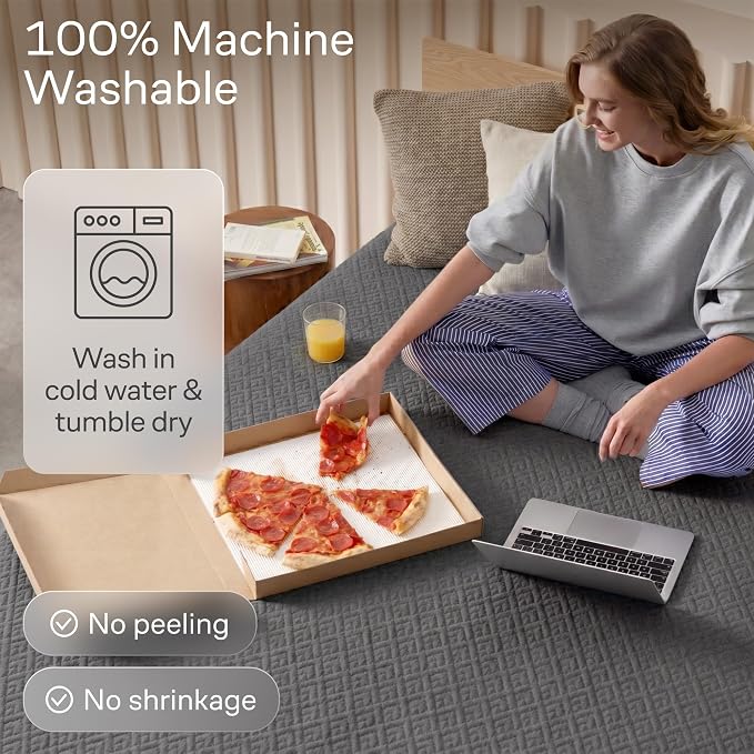 100% Waterproof Queen Mattress Protector - 360 Pad Protection Against Spills, Stains & Accidents for Parents & Pet Owners - Noiseless & Cooling Viscose Made from Bamboo (Grey)