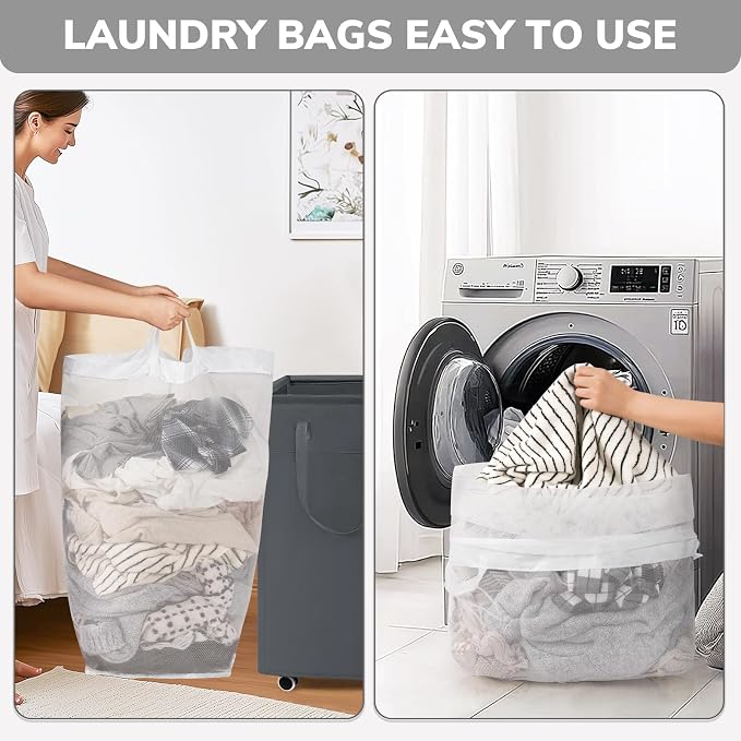 Goodpick 75L Laundry Basket with Wheels & Removable Wash Bag for Dorm | Rolling Laundry Basket with Handles for Dirty Clothes, Fodable Hamper for Laundry Room, Dorm Room Essentials, Grey