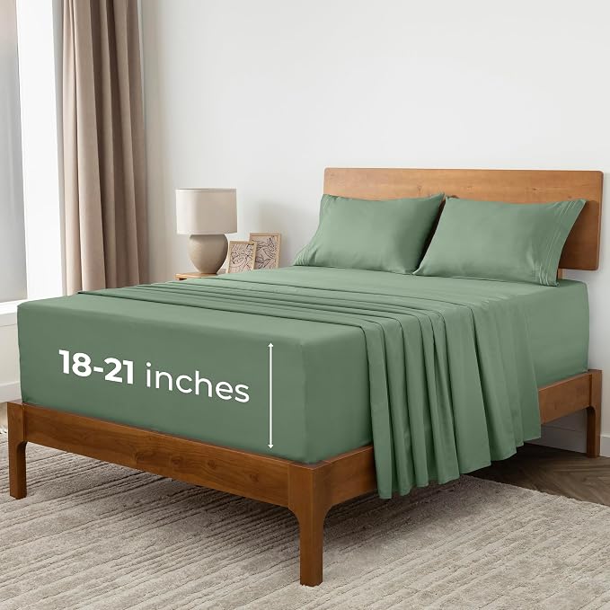 Mellanni Iconic 4-Piece, Ultra Soft Sheet Set (King, Sage) | 10M+ Sleepers. Lab-tested: Sleeps Cool, Stays Bright, Strong, Smooth. Good Housekeeping Best Bedding, 7 yrs running.