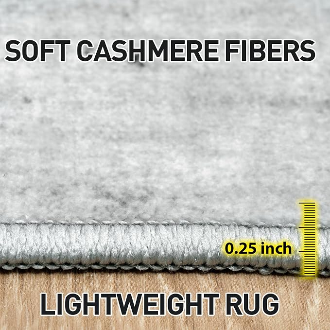 6x9 Area Rugs for Living Room: Washable Abstract Black White Grey Carpet | Non-slip TPE backing makes this washable soft low-pile rug safe & durable, Pet-friendly decor for dining room,nursery,office