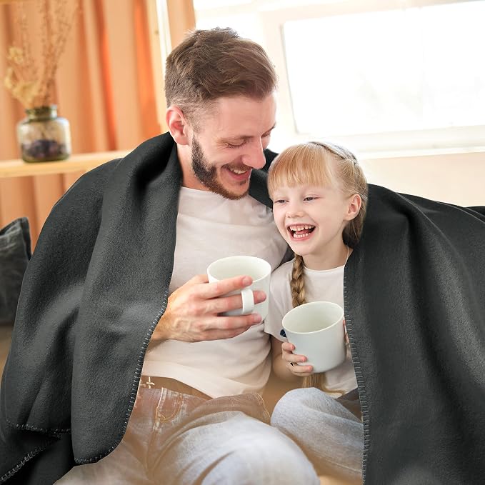 Fleece Throw Blankets Bulk Fleece Blankets Solid Wholesale Lightweight Warm Soft for Pet Bed Sofa Couch Office Wedding Gifts Travel Seasons (Black, Pack of 6-50x60 Inches)