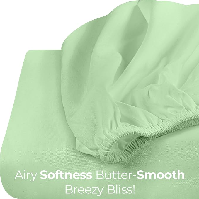 Queen Fitted Sheet, Ultra Soft Fits Up to 16 Inch Deep Pocket, Sage | Hotel Comfort, Cooling & Breathable Cotton like Polyester, Easy Fit, Wrinkle & Fade Resistant, Snug Fit, Easy Care, Oeko-Tex