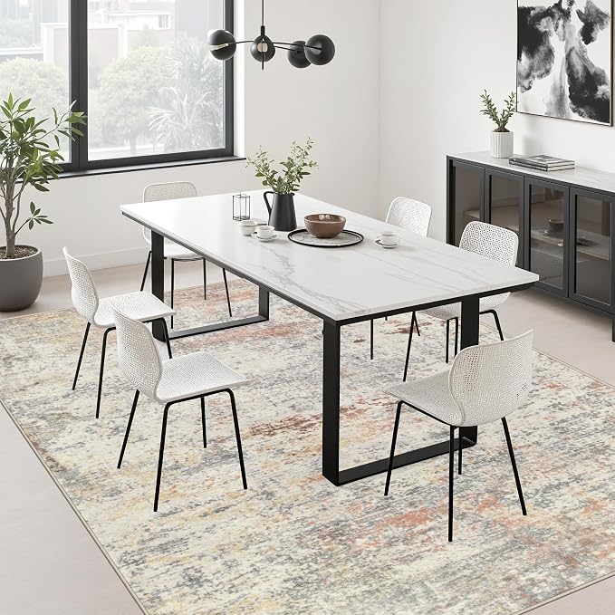 5x7 Area Rug Living Room: Modern Washable Indoor Soft Carpet Taupe | For Bedroom Dining Room Farmhouse Nursery Hallway Office,Modern Abstract,Machine washable,Non-Slip,Stain Resistant,Indoor